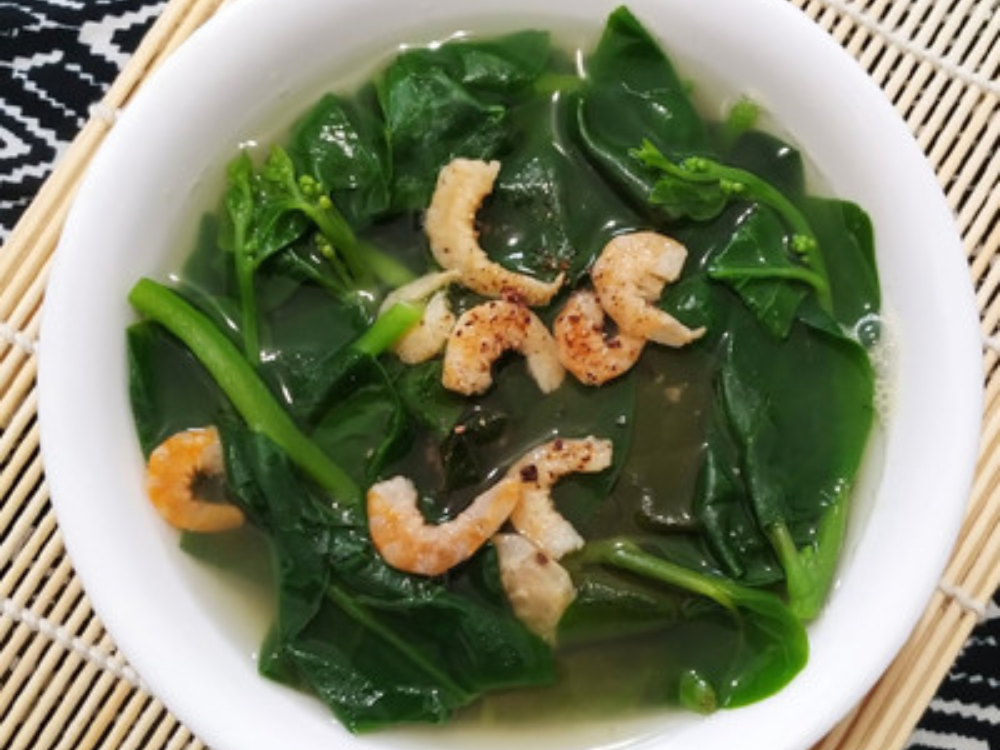 Canh mồng tơi nấu tôm khô
