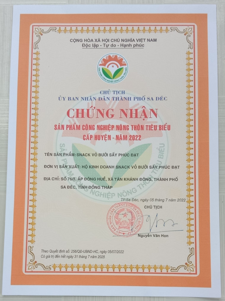 Giấy chứng nhận Phúc Đạt