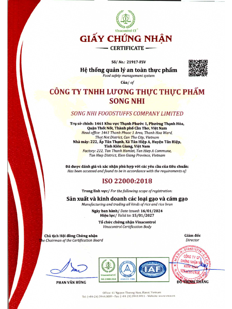 Giấy chứng nhận hệ thống quản lý an toàn thực phẩm