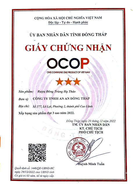 Giấy chứng nhận An An Đồng Tháp