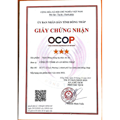 Bộ Giấy Tờ - Chứng Nhận Công Ty TNHH An An Đồng Tháp - Cao Lãnh