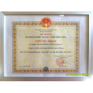 Bộ Giấy Tờ - Chứng Nhận Sản Phẩm Công ty cổ phần xuất nhập khẩu Sa Giang