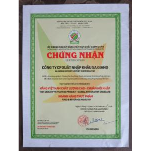 Bộ Giấy Tờ - Chứng Nhận Sản Phẩm Công ty cổ phần xuất nhập khẩu Sa Giang