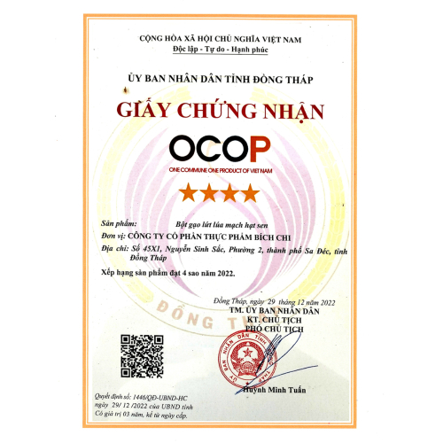Bộ Giấy Tờ - Chứng Nhận Công Ty CP Thực Phẩm Bích Chi - Cao Lãnh