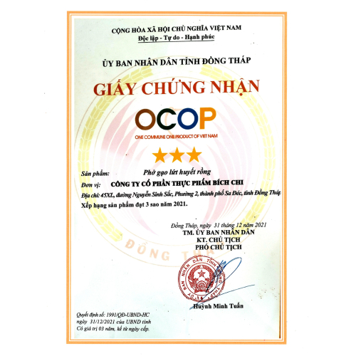 Bộ Giấy Tờ - Chứng Nhận Công Ty CP Thực Phẩm Bích Chi - Cao Lãnh