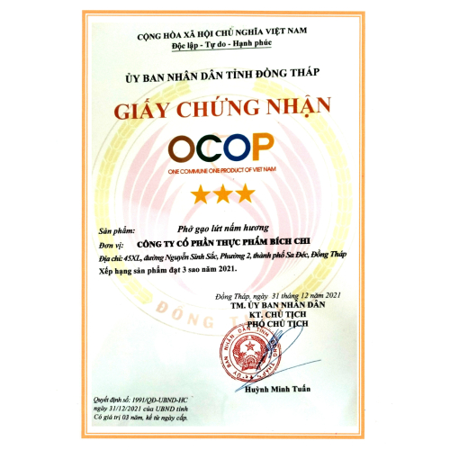 Bộ Giấy Tờ - Chứng Nhận Công Ty CP Thực Phẩm Bích Chi - Cao Lãnh
